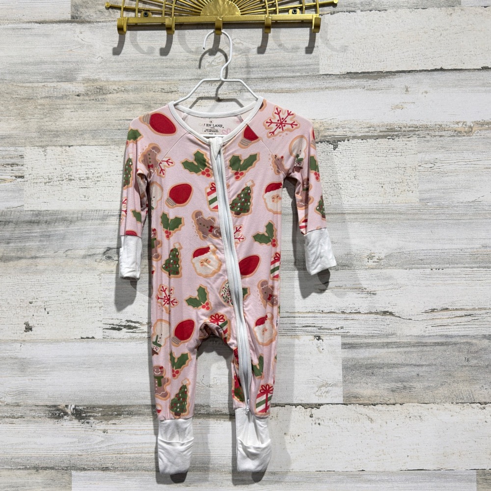 Caden Lane Sleeper Girls 0-3M Pink Christmas Cookie Bamboo Holiday PJs